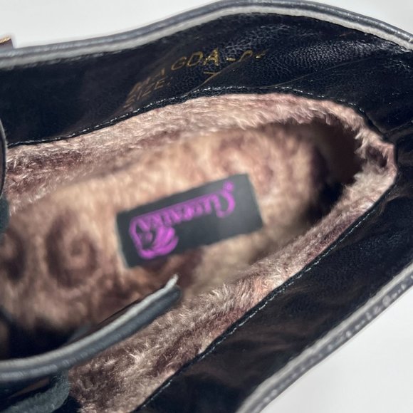 Cleopatra Magda 6 inch Heel Platform‎ Booties Sz 7 Black Lace up Gold Plate - Picture 14 of 14